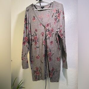 Long Lightweight Rose Print Sweater